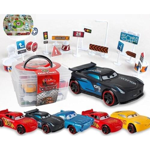 Diecasts Toy Vehicles Car Lightning Mcqueen suit with six small car container car set Alloy Model Children Toy Gifts