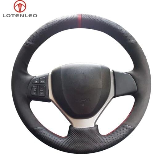 LQTENLE Black Suede Leather Car Steering Wheel Cover For Suzuki Swift 2011-2017 Vitara Celerio 2015-2019 SX4 S-CROSS 2013-2019