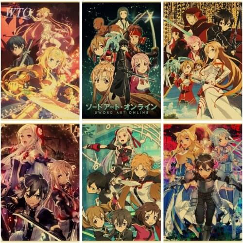 Sword Art Online Anime Posters Wall Decor Posters Canvas Painting Retro Poster Wall Art Picture Photos for Childrens Room