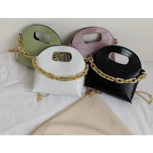 Youth Ladies Simple Versatile Bag Alligator Pattern PU Leather Shoulder Bag Women Designer Pure Color Handbags