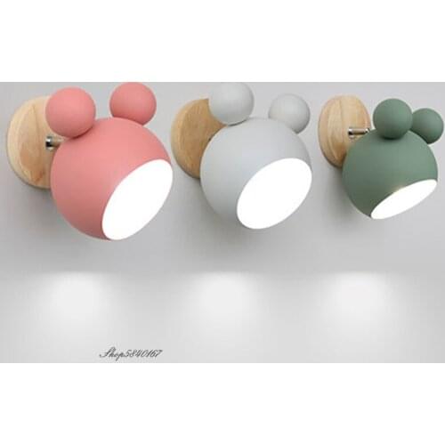 Nordic Macaron Wall Lamp Colourful Mickey Wall Sconces for Living Room Children Room Lights Decor Creative Stair Wall Lighting