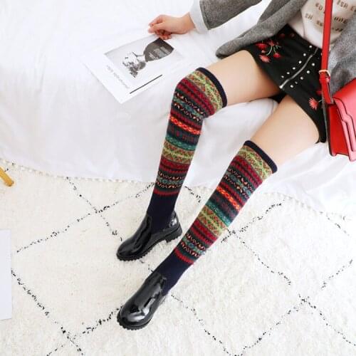 2019 new winter net red socks boots womens flat bottom knitting socks boots knee length high tube boots elastic socks boots