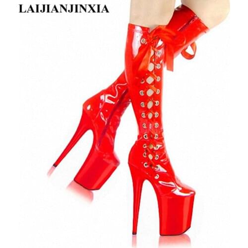 LAIJIANJINXIA New 10cm Platforms 20cm High Heel Shoes, Pole Dance Shoes/ Model Shoes Mid Bootie Sexy High Heels Knee-High Boots