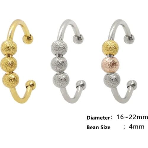 Stress Relief Open Ring Fidget Rings with Beads Spinner for Teenager Women Men Rotate Freely Anxiety Fidget Spinning Ring