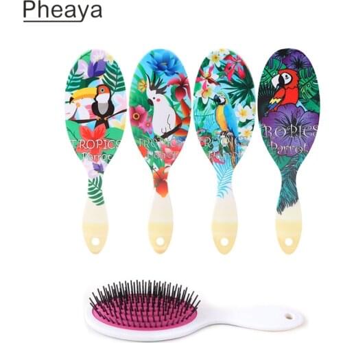 Pheaya Cartoon Print Comb Curly Hair Products Hair Brush Women Man Anti-Static Scalp Care Hairdressing Massage Comb Styling Tool