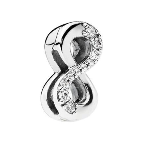 Genuine 925 Sterling Silver Charm Reflexions Sparkling Infinity Clip With Crystal Beads Fit Pan Bracelet & Bangle Jewelry