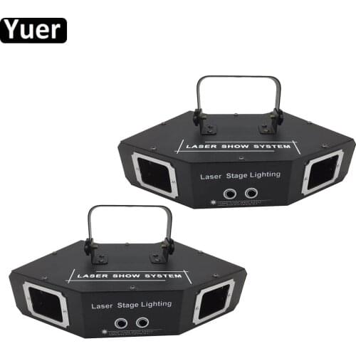 2Pcs/Lot Sound Party Lights RGB Four Eyes Sector Laser Light Disco DJ Effect Projector Scanner Laser Stage Effect Lighting