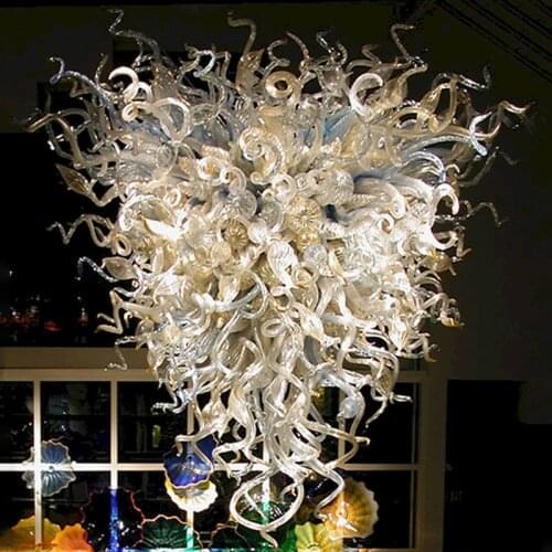 Luxury Hand Blown Glass Chandelier Beige Blue LED Light Source Kitchen Fixture Restaurant Ceiling Chandelier Lamp