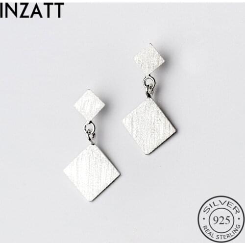 INZATT Boho Real 925 Sterling Silver Minimalist Frost Square Drop Earrings Fine Jewelry Pendientes Mujer Moda 2018