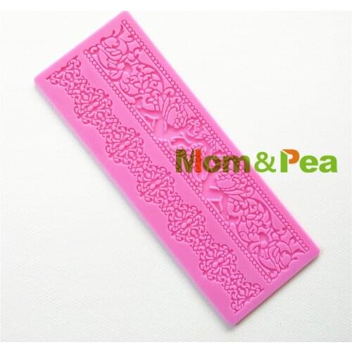 Mom&Pea GX131 Free Shipping Silicone Lace Mold Heart Cake Decoration Fondant Cake 3D Mold Food Grade Silicone Mould