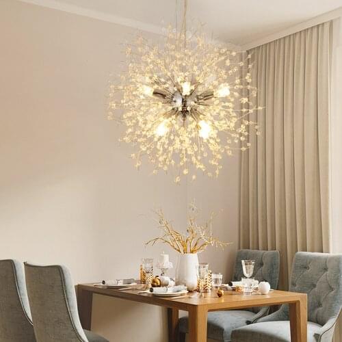 Modern dandelion flower crystal chandelier luxury lamps classic elegant chandelier creative living room lamp