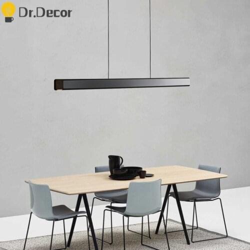 Modern Minimalism Long Wood LED Pendant Iights Lighting Modern Aluminum LED Pendant Lamp Restaurant Study Bedroom Deco Luminarie