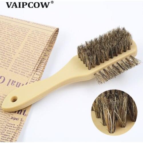 VAIPCOW 1Pcs 3 side cleaning brush/hog bristle brush suitable for cleaning suede Nubuck boot shoes S shape shoe