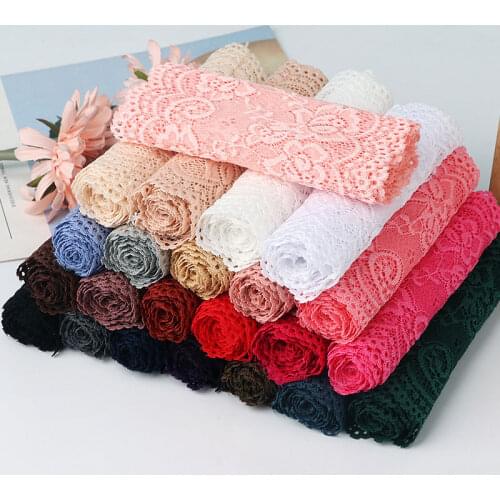 2Meters High Quality 15CM/6Inch Wide Stretch Elastic Lace Ribbon Black White Lace Trimmings for Sewing African Lace Fabric DIY