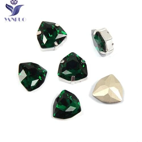 YANRUO 4706 Emerald Glass Sewing Crystal Claws Stones Strass Rhinestones Green DIY Craft Gems For Jewelry Shoes