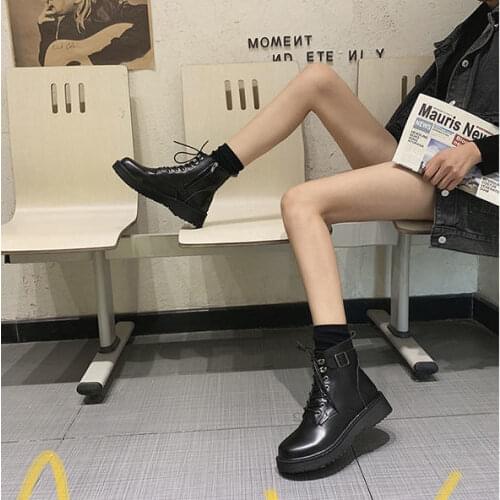 2021 Woman Ankle Boots Flat Heel Shoes Women Lace Up Winter Autumn Shoes Daily Short Boots Woman Footwear Size 35-40