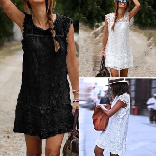 Womens Summer Dresses 2021 Summer White Lace Mini Party Dresses Sexy Club Casual Vintage Beach Sun Dress Plus Size