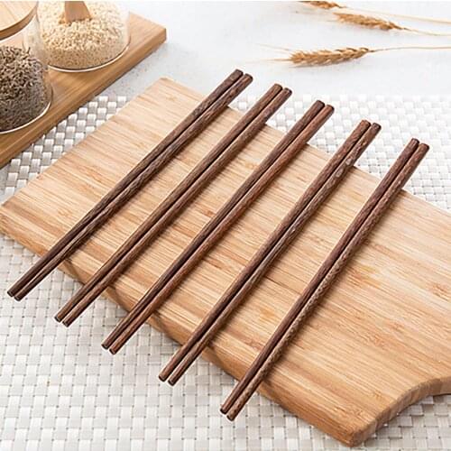 Household 10 pairs of solid wood tableware Chinese environmental protection mildew-proof iron wood non-slip chopsticks