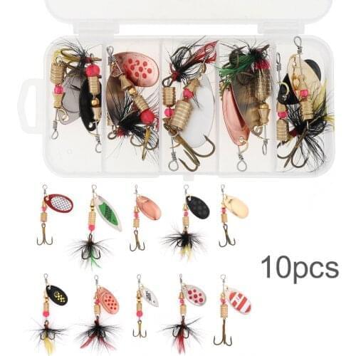 10pcs/lot Fishing Spoon Baits 3g-7g Wobbler Metal Spinner Lure Spinnerbait Artificial with Box for Ocean Boat Fishing