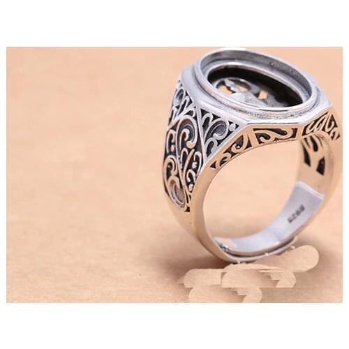 12*19mm 925 STERLING SILVER mens Semi Mount Bases Blanks base blank Pad VINTAGE rings ring Setting set diy A4921