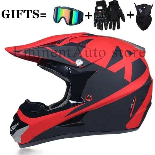 3 Gifts Racing Off-Road Full Face Scooter Motorcycle Motocross Riding Dirt Bike Helmet DOT Vintage Casco Moto