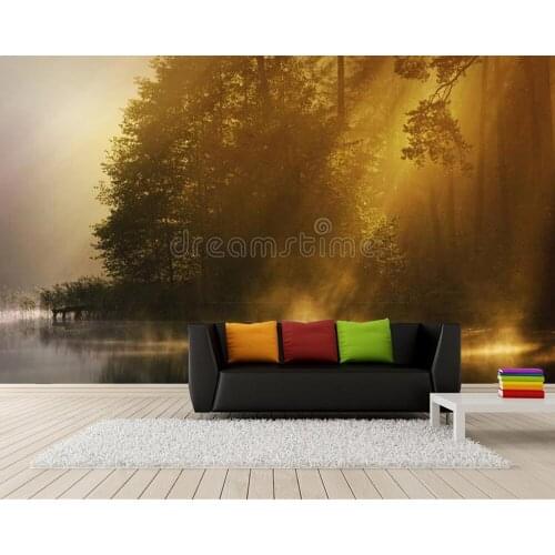 Mist of early morning forest 3d wallpaper papel de parede,living room TV wall bedroom wall papers home decor restaurant mural