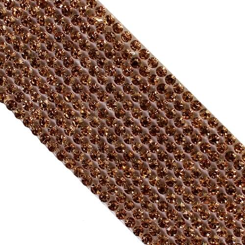 5yards 12 Row Champagne Crystal Hot Fix Rhinestones Iron on Sticker Diamond Trim Tape Craft Sewing Supplies for Handbags Shoes