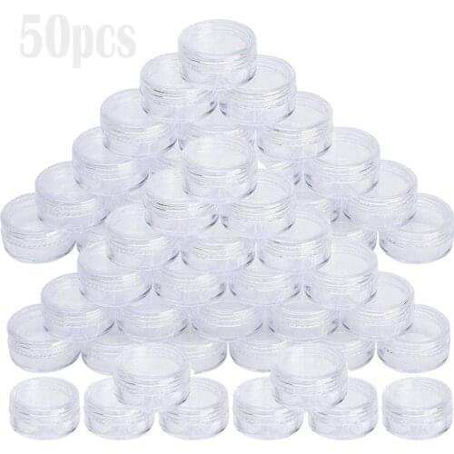 50pcs/set Transparent Plastic Separate Bottle 5g Cosmetic Container Small Box Of Cosmetics Round Jar With Lid