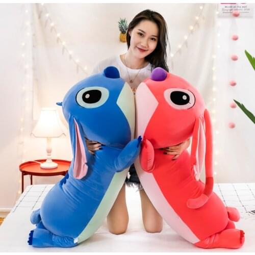 60/80cm Disney Long Lying Lilo & Stitch Dolls Kawaii Stitch Long Ears Plush Toy Soft Pillow for Baby Girls Xmas Valentines Gift