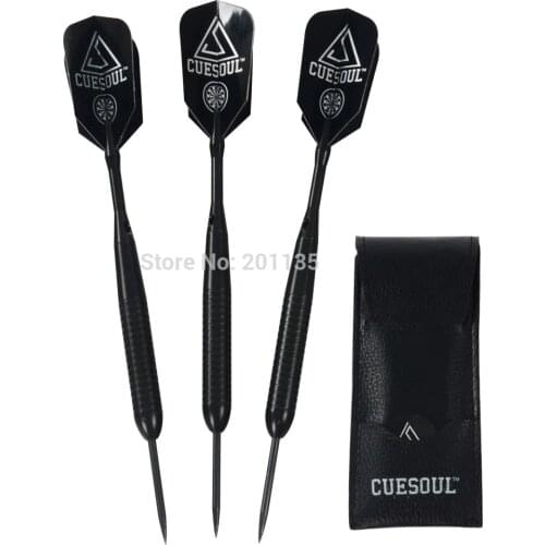 CUESOUL 20 Grams Black Steel Tip Dart Set With Black Dart Shaft,Black Dart Flight,Dart Case