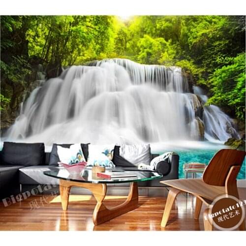 Custom mural landscape, forest falls for the living room bedroom TV background wall waterproof papel de parede