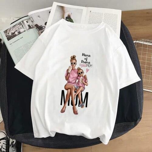 T Shirt Women Mothers Day Gift Female Tee Super Mama cute Tshirt Fashion Clothing Harajuku White T-shirts Tops mom and daughter