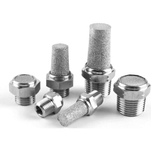 304 Stainless Steel Muffler Pagoda BSL Flat Head Noise Reduction Solenoid Valve Muffler Pneumatic Mute Connector