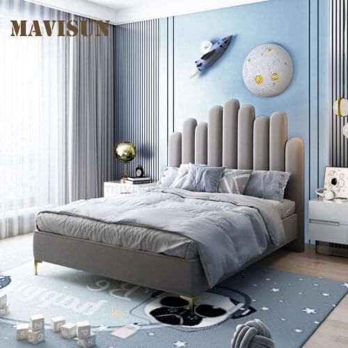 Small Apartment Creative Single Bed Luxury Modern Minimalist Master Bedroom Technology Fabric Sofa Bed 1.5M Furniture For Home