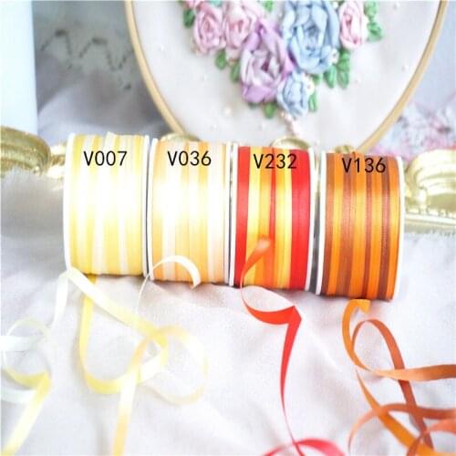 4mmx10m/roll variegated of 100% pure silk embroidery ribbon thin taffeta high quality silk edge ribbon Anya Ribbon Handcraft