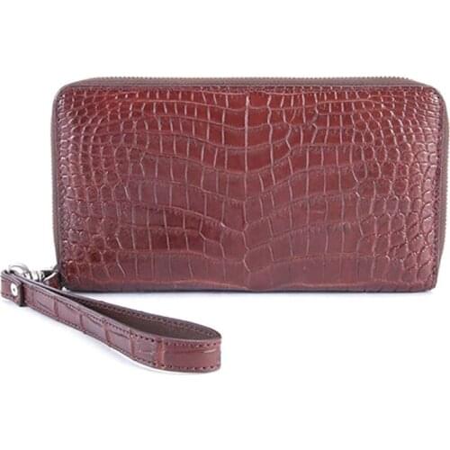 Ejiang Thailand crocodile male business leisure Double zipper handbags Large capacity more card holder male clutch bag