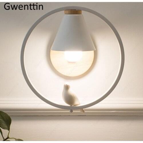 Iron Ring Wall Lamp Bird Light Nordic Home Decor Wall Sconce for Bedroom Bed Led Mirror Light Fixtures Loft Industrial Luminaire
