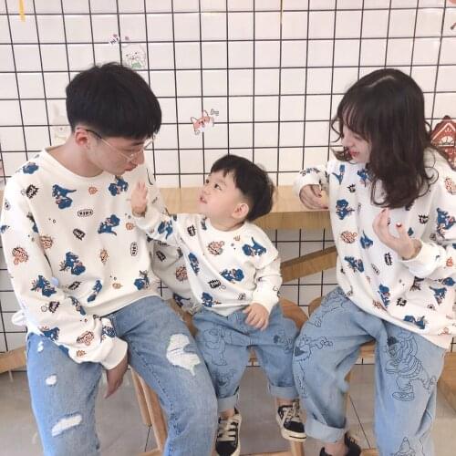 Daughter Mom and Baby Girl Matching Clothes Korean Couple Family Matching Outfits Sisters Cute Autumn Camiseta Clothes AE50FC