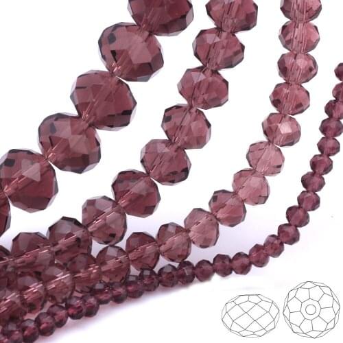 OlingArt 3/4/6/8/10mm Round Glass Beads Rondelle Austria faceted crystal Lake purple color Loose bead DIY Jewelry Making