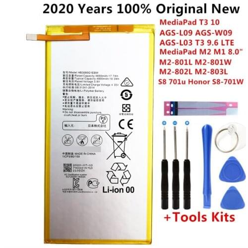 Original HB3080G1EBW 4800mAh Phone Battery For Huawei MediaPad M2 M1 8.0" M2-801L M2-801W M2-802L M2-803L S8 701u Honor S8-701W