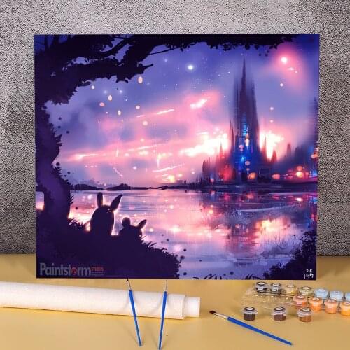 Scenery Night City Coloring By Numbers Painting Complete Kit Acrylic Paints 40*50 Oil Painting New Design For Adults Art