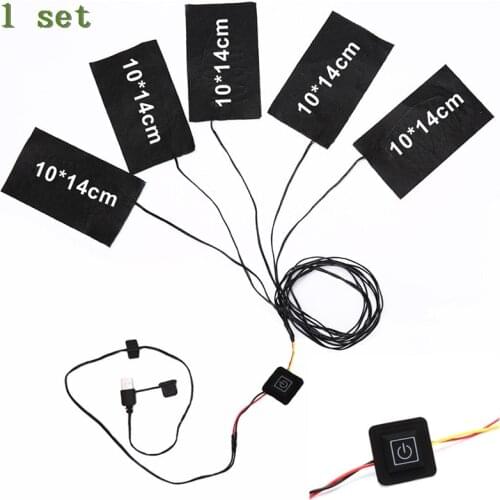 Portable 5V Thermal Clothes Warmer Carbon Fibre Switch Cloth Vest gloves shoes Heating Pad 1 to 5 USB Electric Heating Pads