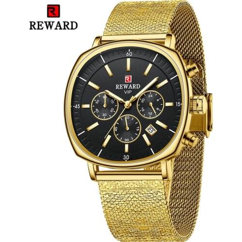 Reward New Business Casual Men Wristwatch Date Chronograph Timepiece Luminous Waterproof Wrist Watch Alloy Quartz Watch for Man