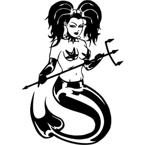 12.4*17.8CM Mermaid Girl Fish Tail Fantasy Trident Car Sticker Fashion Creative Vinyl Decal C4-0784