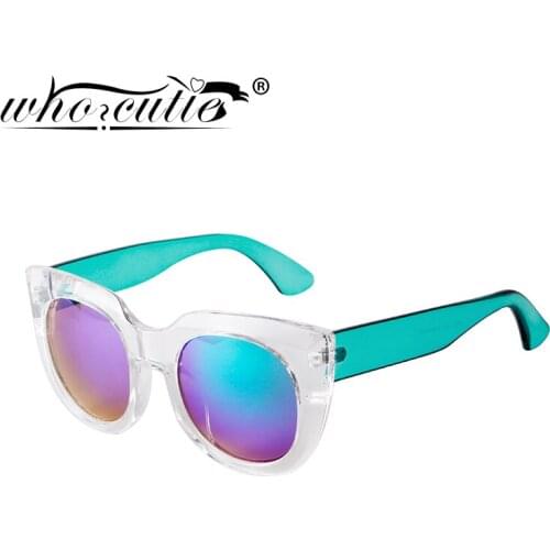 WHO CUTIE 2021 New Retro Round Frame Sunglasses Women Mirror Lens Shades Eyewear Oversized Men Outdoor Sun Glasses Female UV400