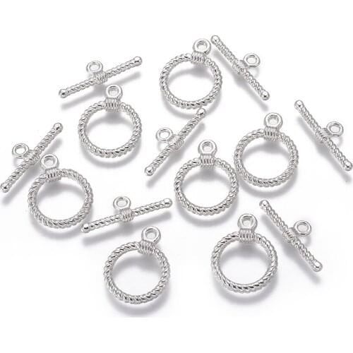 10 Set Alloy Toggle Clasps Circle Wholesale Gunmetal/Silver Color OT Clasp For Jewelry Making Bracelet Necklace DIY Accessories