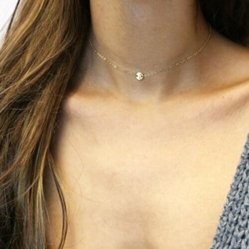 2017 Simple Choker Necklaces For Women Coin Chain Chocker collares mujer collier ras du cou femme bijoux Jewelry