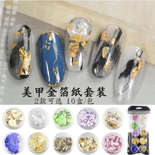 Gold Silver Red Colorful Nail Art Foil Paper Irregular Aluminum Nail Sticker Manicure Glitter Gel Polish Nail Decoration