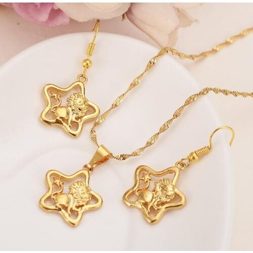 Gold jewelry Constellations earrings pendant Necklaces for Women Girls charms diy Twelve Horoscope Star Sign Jewelry sets Bijoux