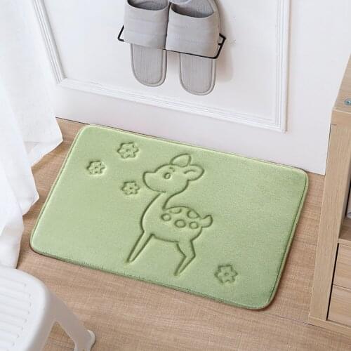 1pc Solid Color Floor Mat Carpet Flannel Memory Foam Bath Mat Kitchen Bedroom Living Room Carpet Non-slip Bathroom Mat Small Rug